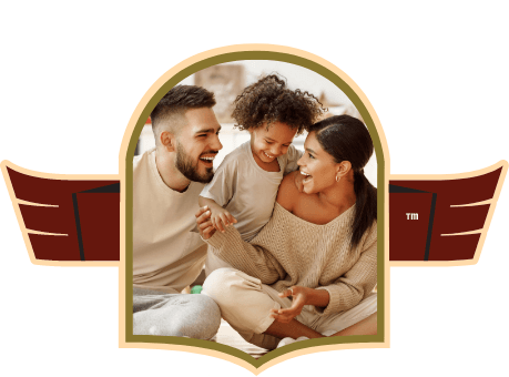 static image family of 3 sitting on floor